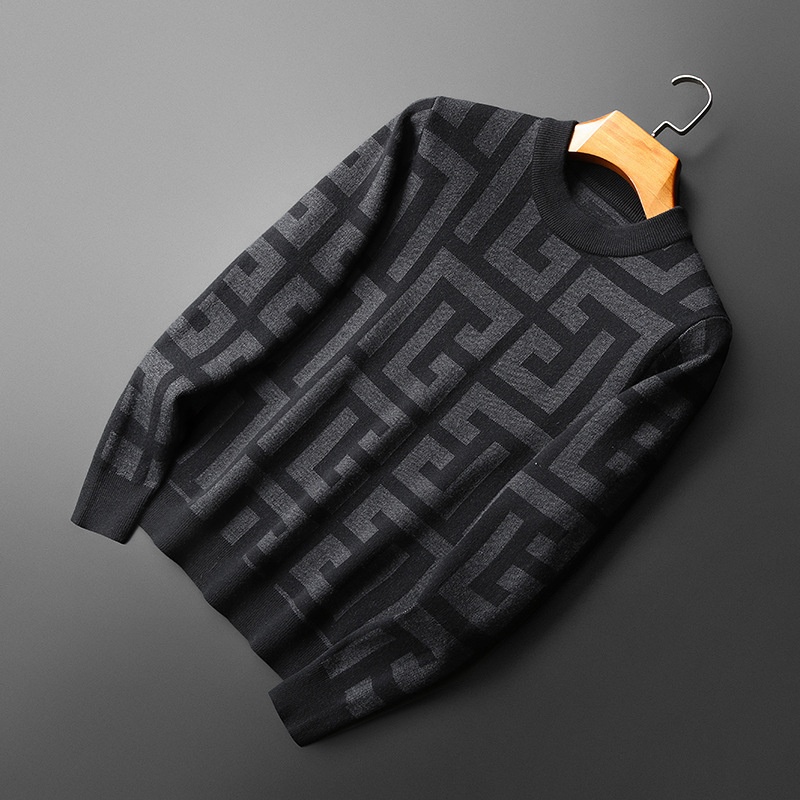 Boy Boy Boy Europe Station 2023 Inverno Nuovo Slim Fit Uomo Lana Mezzo Collo Alto Maglione Lavorato a Maglia Spessa Camicia Base di Lana_voghion.com
