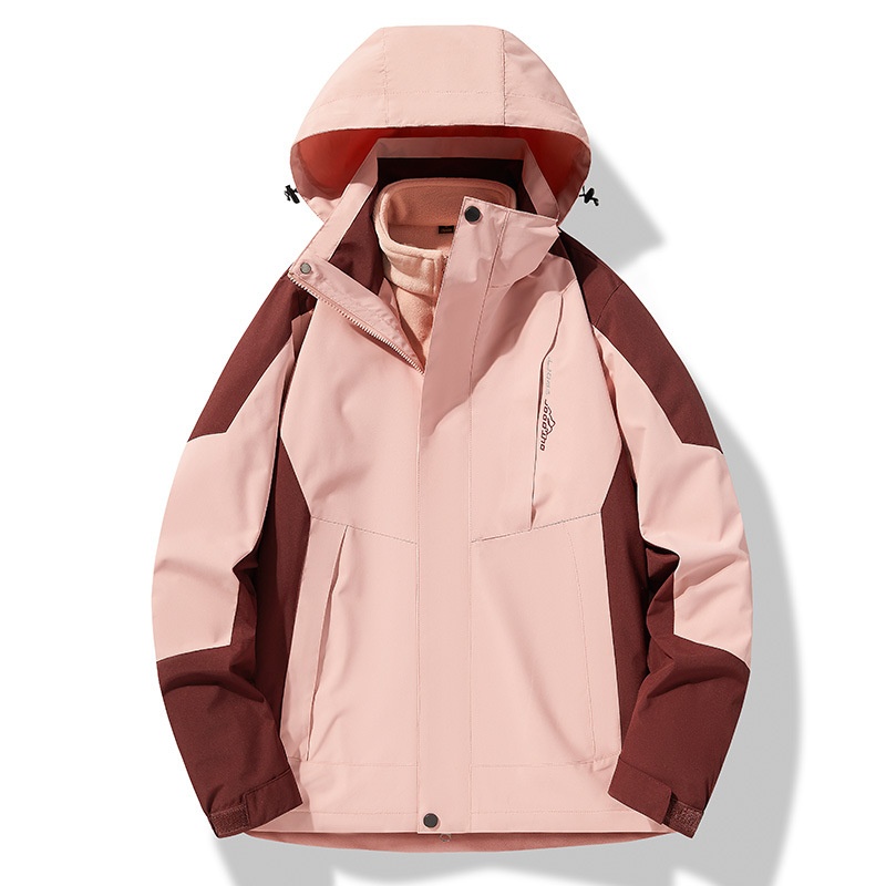 Unisex-Wanderjacke für Jungen, wind- und wasserdicht, 3-in-1, abnehmbare wasserabweisende Kapuze, Softshell-Funktion, ideal für Herbst und Winter_voghion.com