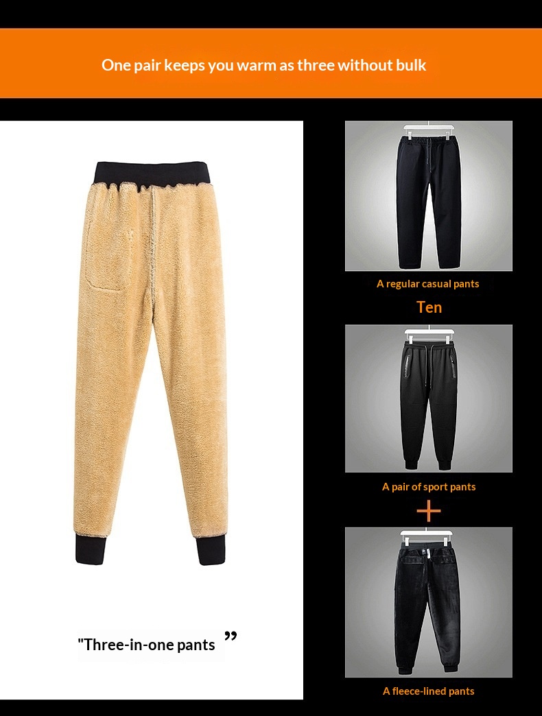 Pantaloni sportivi lunghi casual larghi in lana di agnello da uomo, invernali, tinta unita, taglie forti, primavera, autunno, caldi_voghion.com