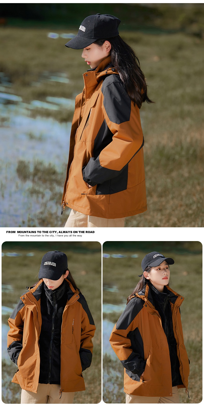 Boy Herren Outdoor 3-in-1 Abnehmbare Wind- und Wasserdichtigkeit Verdickung Warme Paar Bergsteigerjacke Trendige Damen_voghion.com