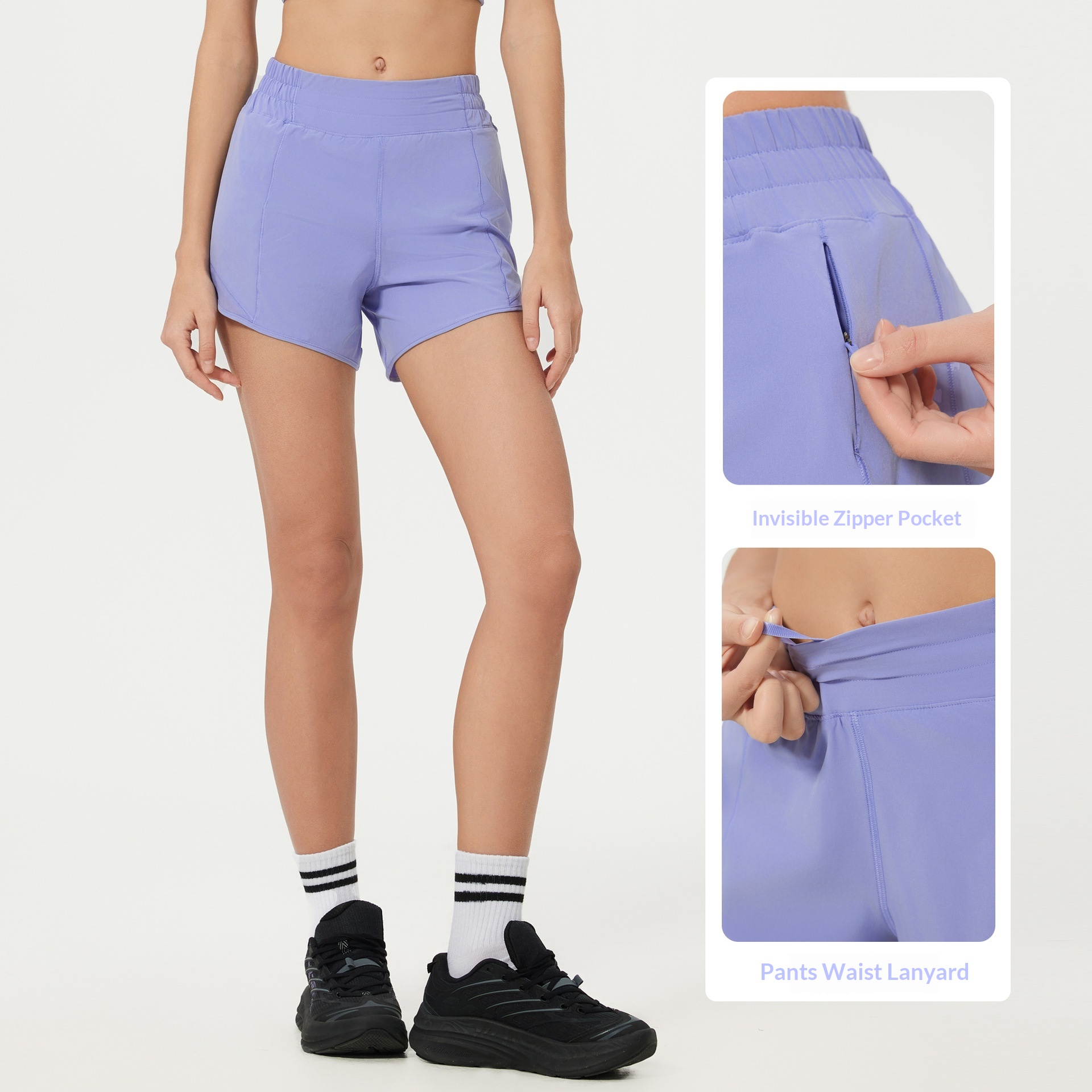 Loose Quick-Dry Sports For Women Summer With Inner Lining Running Training Fitness Pants High-Waist Yoga Shorts D25004_voghion.com