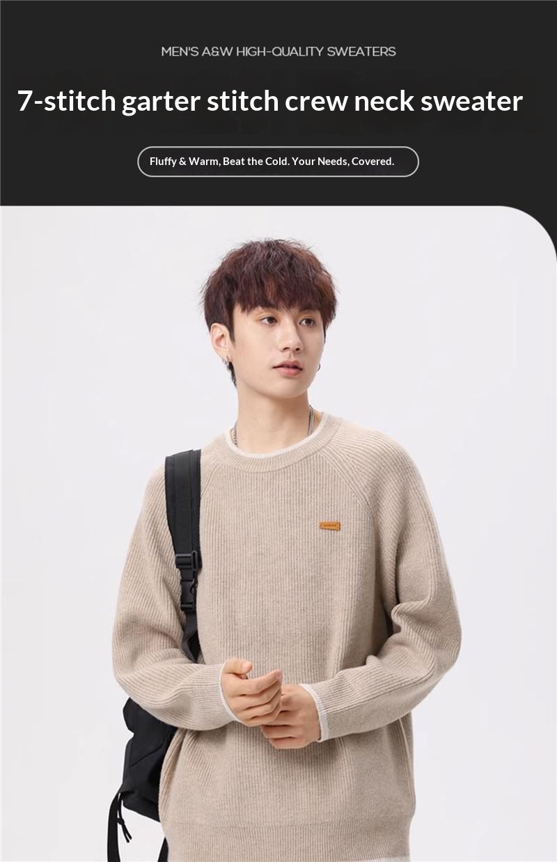 boy Boy Boy Boy Heavyweight Acrylic Yuanbao Needle Lazy Style Sweater Men's Loose Knitwear Thickened Coat_voghion.com