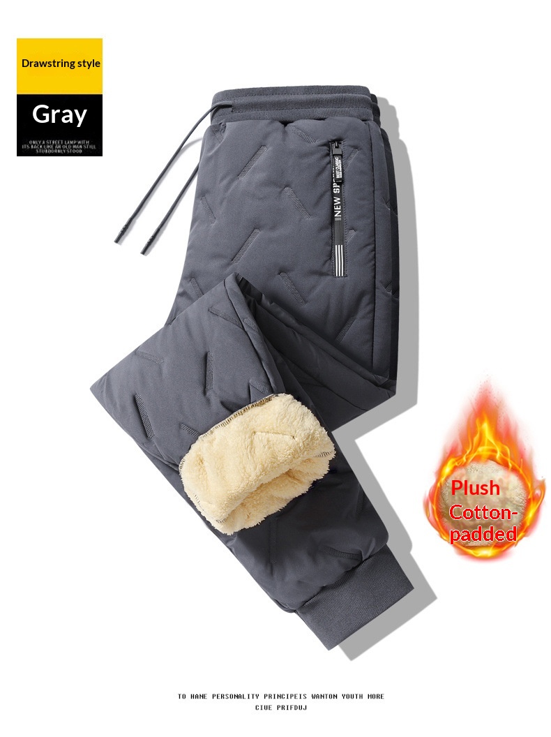 Pantalon en coton ultrasonique pour homme, doublé polaire automne-hiver, chaud, coupe-vent, imperméable, épais, coupe droite._voghion.com