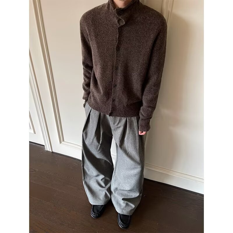 boy Boy Boy Boy Autumn Floral Wool Blend Half Turtleneck Sweater Old Money Loose Lazy Style Knitted Coat Top_voghion.com