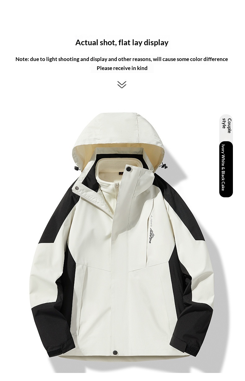 Unisex-Wanderjacke für Jungen, wind- und wasserdicht, 3-in-1, abnehmbare wasserabweisende Kapuze, Softshell-Funktion, ideal für Herbst und Winter_voghion.com