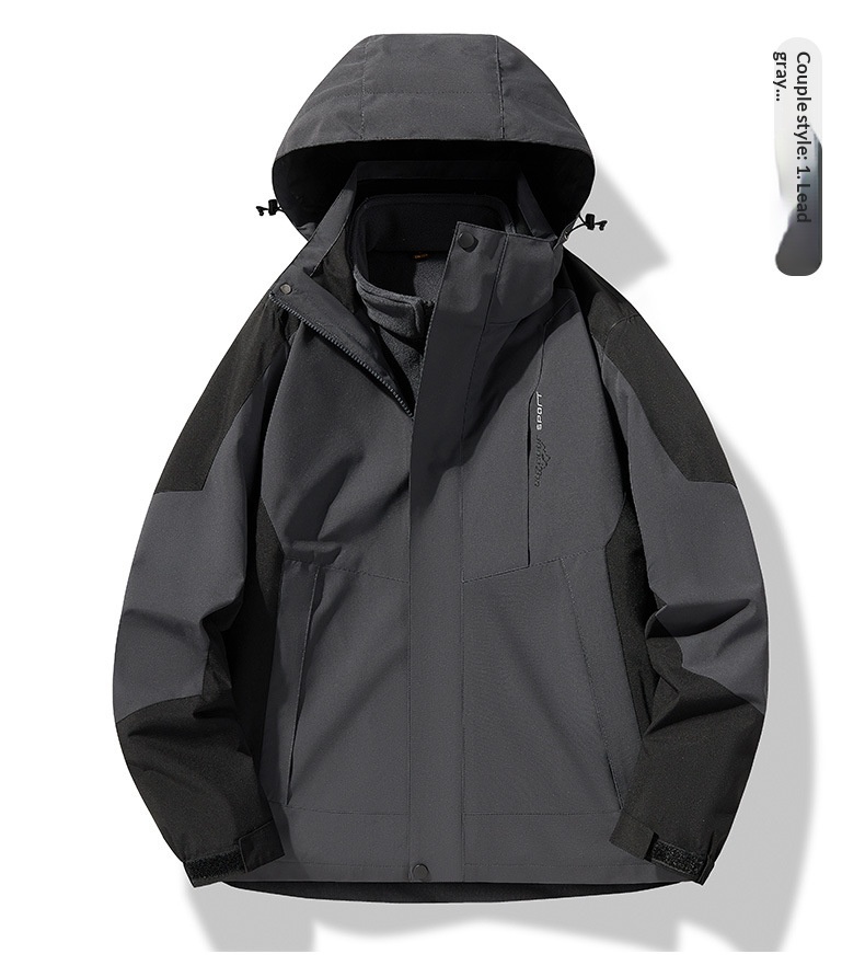 Unisex-Wanderjacke für Jungen, wind- und wasserdicht, 3-in-1, abnehmbare wasserabweisende Kapuze, Softshell-Funktion, ideal für Herbst und Winter_voghion.com