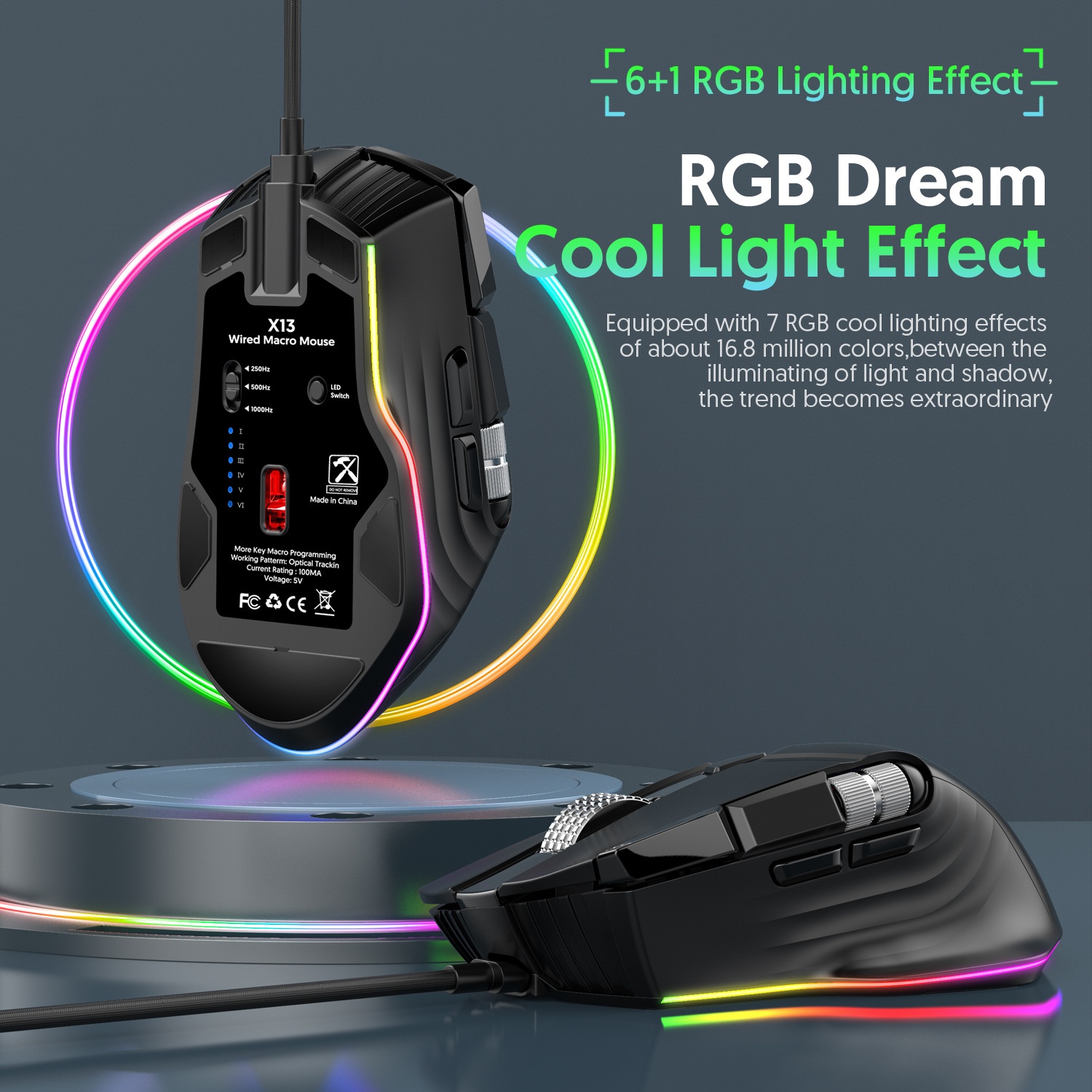 Digitex Digitex Ro Definition Dual Scroll Wheel Swinging Full Speed Gaming Mouse, Computer Accessories E-sports RGB Desktop Usb_voghion.com