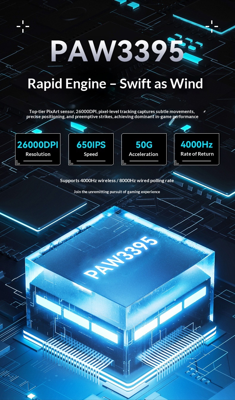 Digitex Digitex Attack Shark X3PRO Lightweight PAW3395 E-Sports Gaming Three-Mode 4K Wireless 8K Computer Mouse_voghion.com