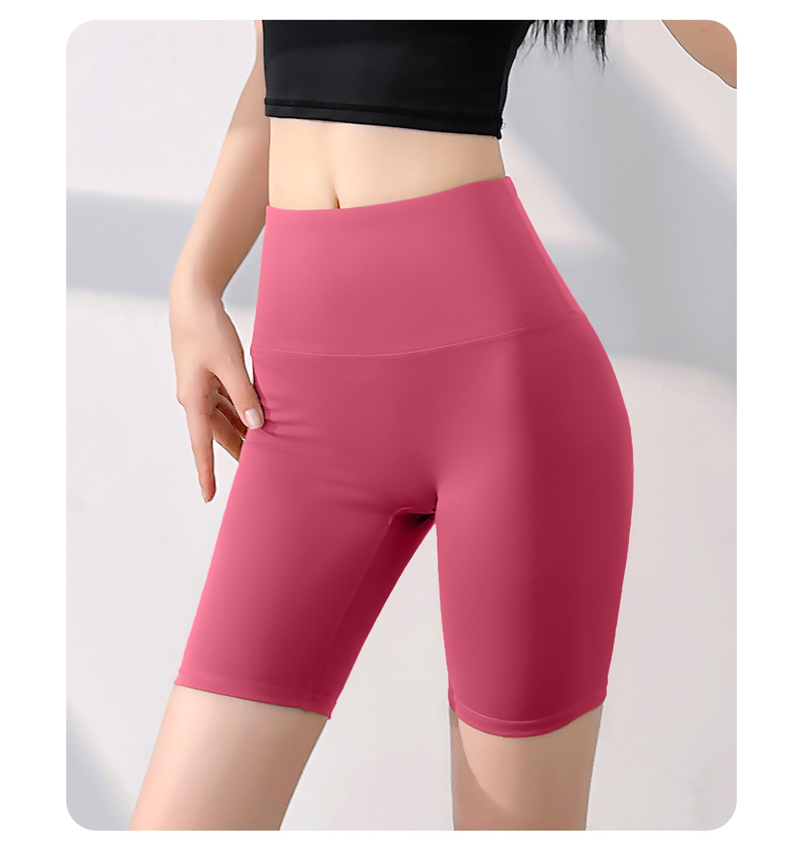High Waist Shorts Without T-Line, Barely There Feel, Tight-Fitting, Hip-Lifting, Peach Shape, Fitness Sports Five-Point_voghion.com