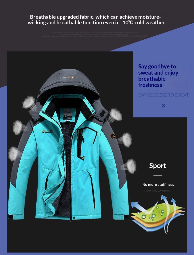 Outdoor-Jacke für Jungen, Fleece-gefüttert, dick gefüttert, für Herren, Skifahren, Bergsteigen, Paar, warmer, kältebeständiger Baumwollmantel, Übergröße_voghion.com