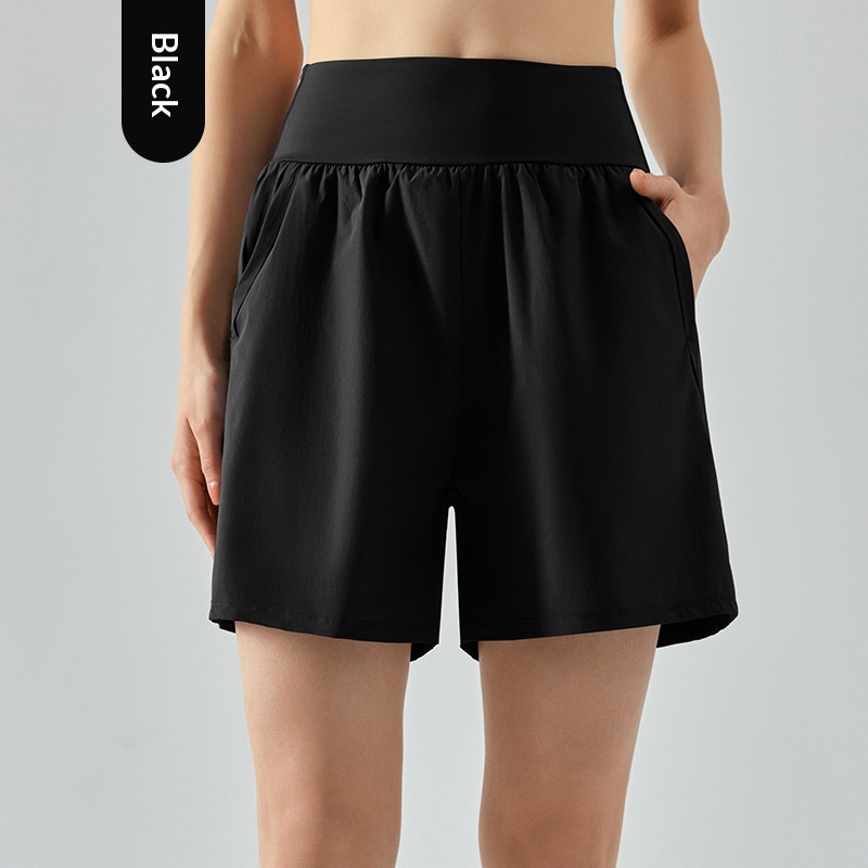 High Waist Tummy Control Spo For Women, Summer Double Pocket Running Fitness Sho, Loose Casual Breathable Yoga_voghion.com