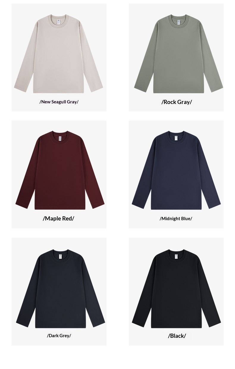 ChicShe 230g Simple Inner Layer Base Shirt Women, Autumn Long Sleeve Pure Cotton Regular Shoulder T-Shirt For Men, Round Neck_voghion.com