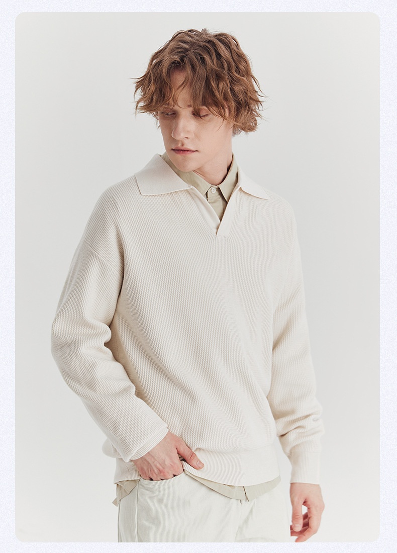 boy Boy Boy Boy APO Men's Clothing|Men's Sweater Trendy Brand Autumn High-end Loose Pullover Turn-down Collar Polo Knitwear Long Sleeve_voghion.com
