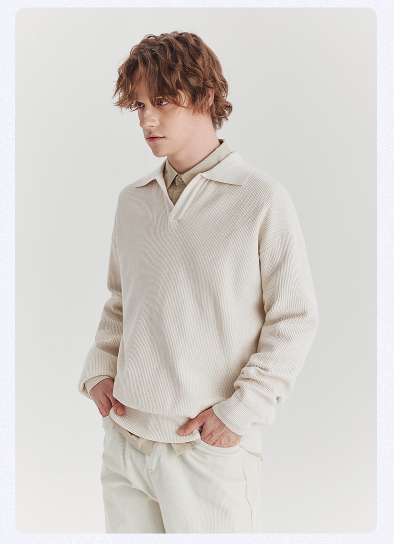 boy Boy Boy Boy APO Men's Clothing|Men's Sweater Trendy Brand Autumn High-end Loose Pullover Turn-down Collar Polo Knitwear Long Sleeve_voghion.com