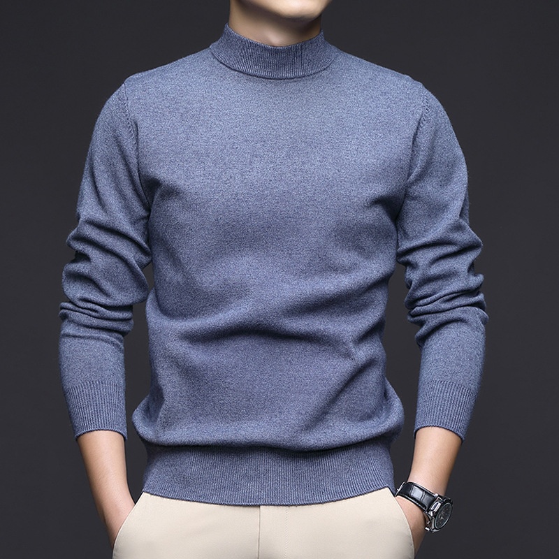 boy Boy Boy Boy 2025 Autumn Winter New Wool Sweater For Men, Half Turtleneck, Thickened, Wm, Machine Washable, Base Layer Men's_voghion.com
