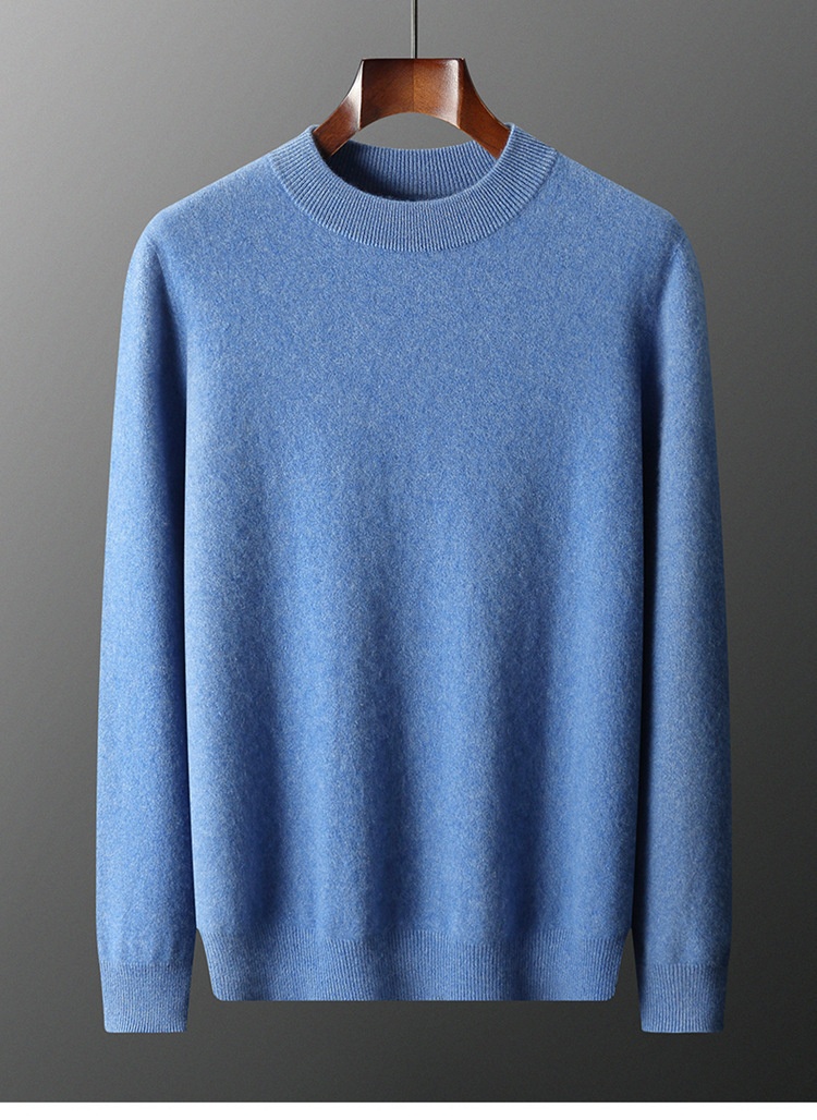 boy Boy Boy Boy Autumn Winter Pure 100% Wool Half Turtleneck Pullover Thickened Plus Size Cashmere Sweater Men Inner Layer Base Shirt_voghion.com