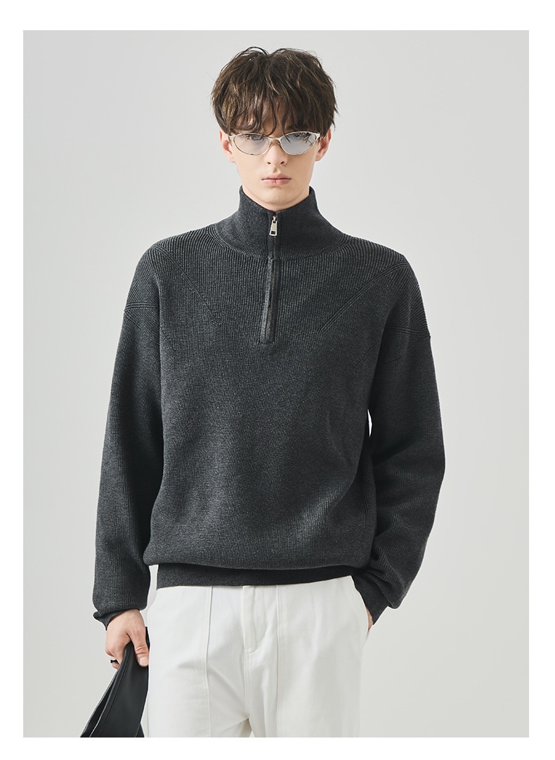 Boy Boy Boy Boy APO Clothing|Coss-Bode Half-Zip Rollkragenpullover für Herren, Herbst/Winter, Old Money Style, locker, lässig, langärmelig_voghion.com