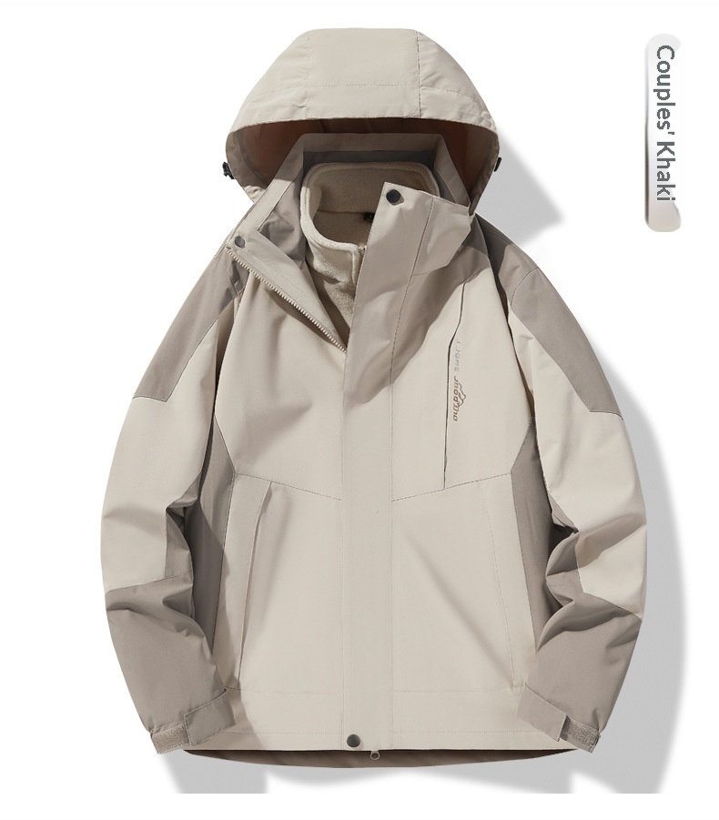 Unisex-Wanderjacke für Jungen, wind- und wasserdicht, 3-in-1, abnehmbare wasserabweisende Kapuze, Softshell-Funktion, ideal für Herbst und Winter_voghion.com