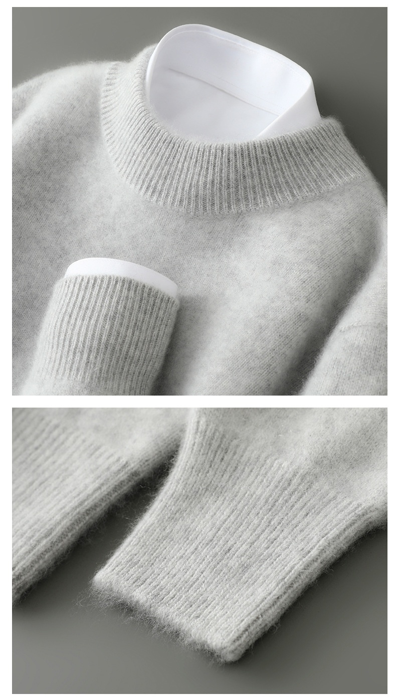 boy Boy Boy Boy Men's Half Turtleneck 100% Wool Thickened Autumn Winter New Business Casual Loose Long Sleeve Knitted Sweater_voghion.com