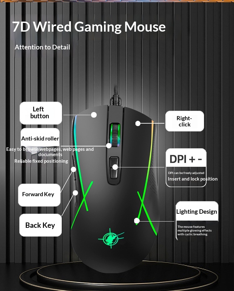 Digitex Digitex Pengbai X1 Mecha Braided Wire Gaming Mouse Computer Accessories USB Cross-Border Colorful Lighting Effect_voghion.com