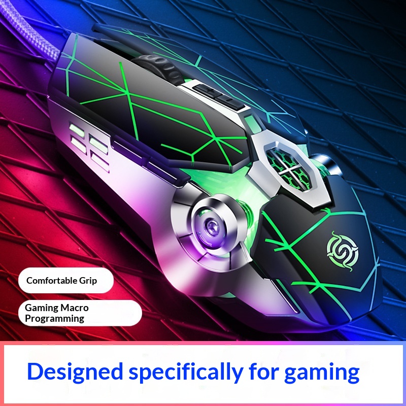 Souris de jeu filaire USB Digitex Viper Q7 pour ordinateur portable, e-sport, mécanique, lumineuse et sans bordures_voghion.com