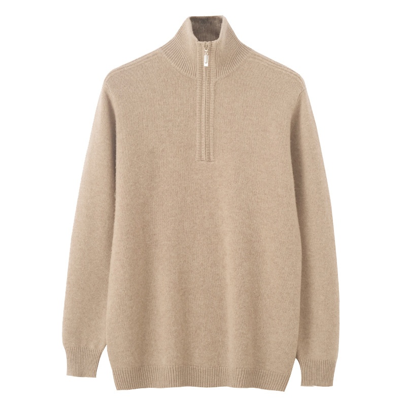 ragazzo Ragazzo Ragazzo Ragazzo Autunno Inverno Mezza Cerniera Collo Ribaltabile Maglione da Uomo Nuovo Pura Lana Ispessito Caldo Largo Casual Versatile Base Lavorata a Maglia_voghion.com