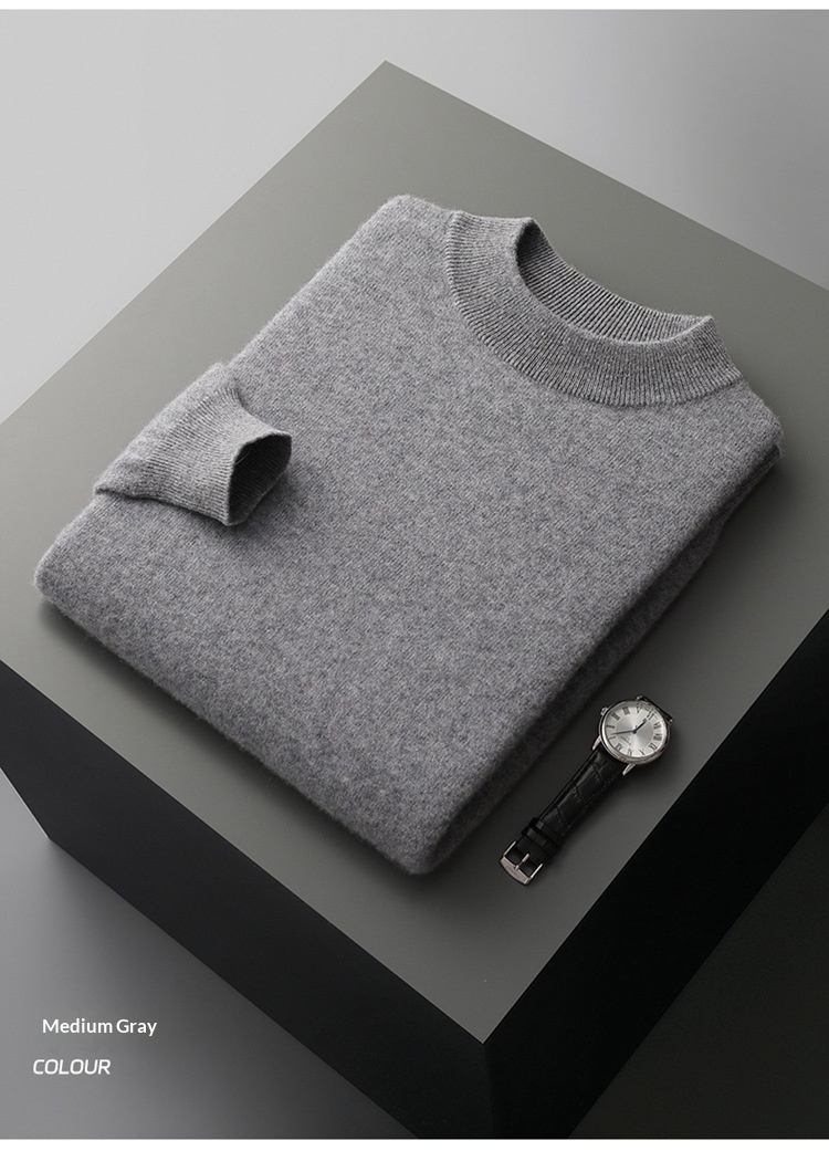 boy Boy Boy Boy Autumn Winter Pure 100% Wool Half Turtleneck Pullover Thickened Plus Size Cashmere Sweater Men Inner Layer Base Shirt_voghion.com