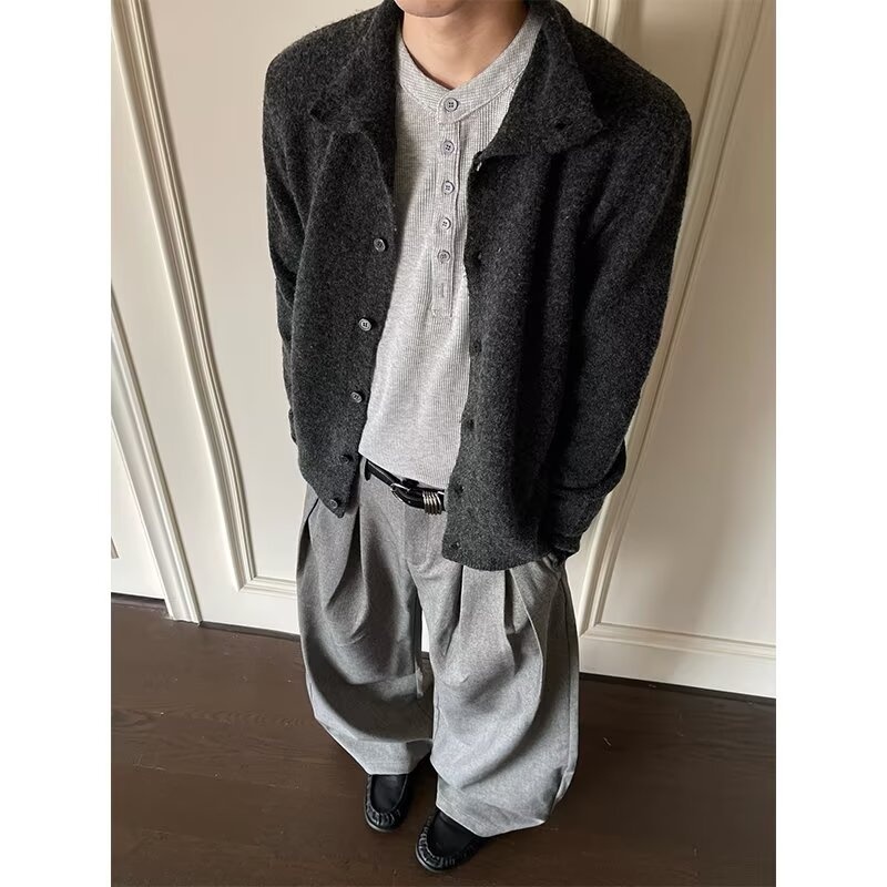 boy Boy Boy Boy Autumn Floral Wool Blend Half Turtleneck Sweater Old Money Loose Lazy Style Knitted Coat Top_voghion.com