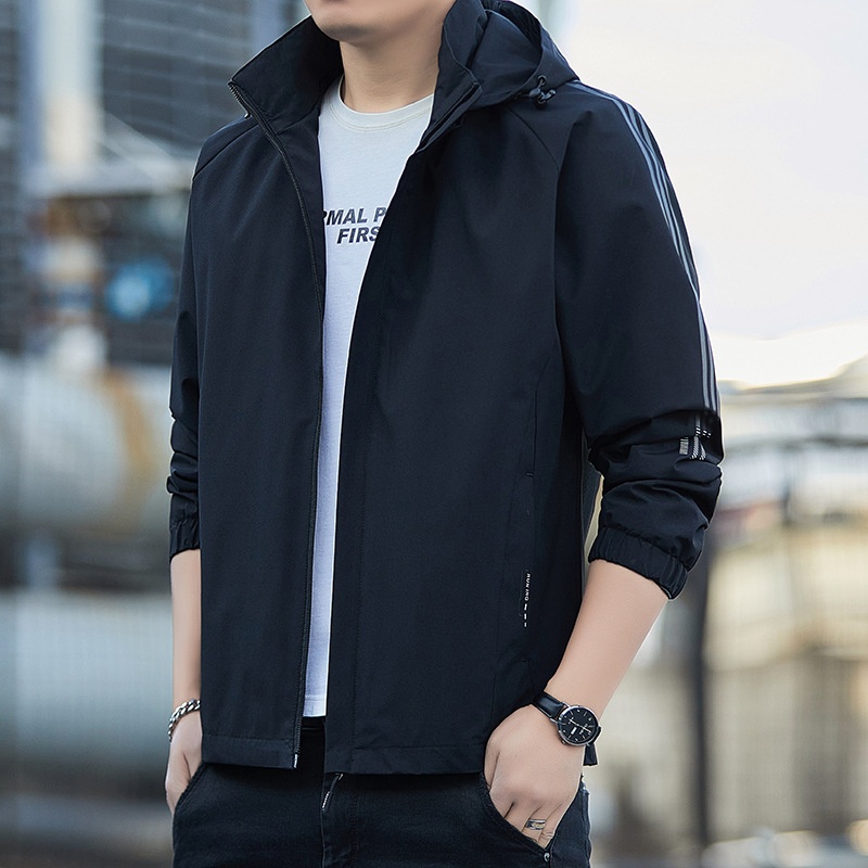 Giacca da ragazzo Primavera Autunno 2024 Nuovo stile Trendy Brand Giacca a vento da uomo alla moda casual con cappuccio Abbigliamento da lavoro_voghion.com