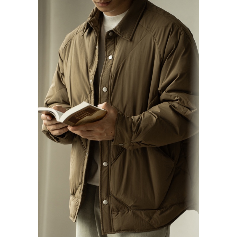 Leichte Daunenjacke für Jungen mit Hemdkragen (90 cm), Herrenmodell Winter 2025, neue Arbeitskleidung mit Diamantmuster, warm und leicht weit geschnitten_voghion.com