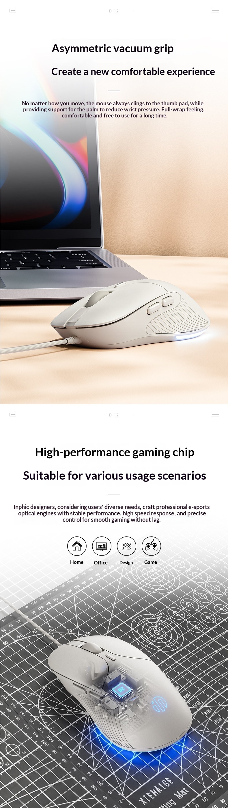 Digitex Digitex B2 Wired Mouse Silent Noiseless Office Gaming E-sports Computer Laptop Ergonomic Mechanical_voghion.com