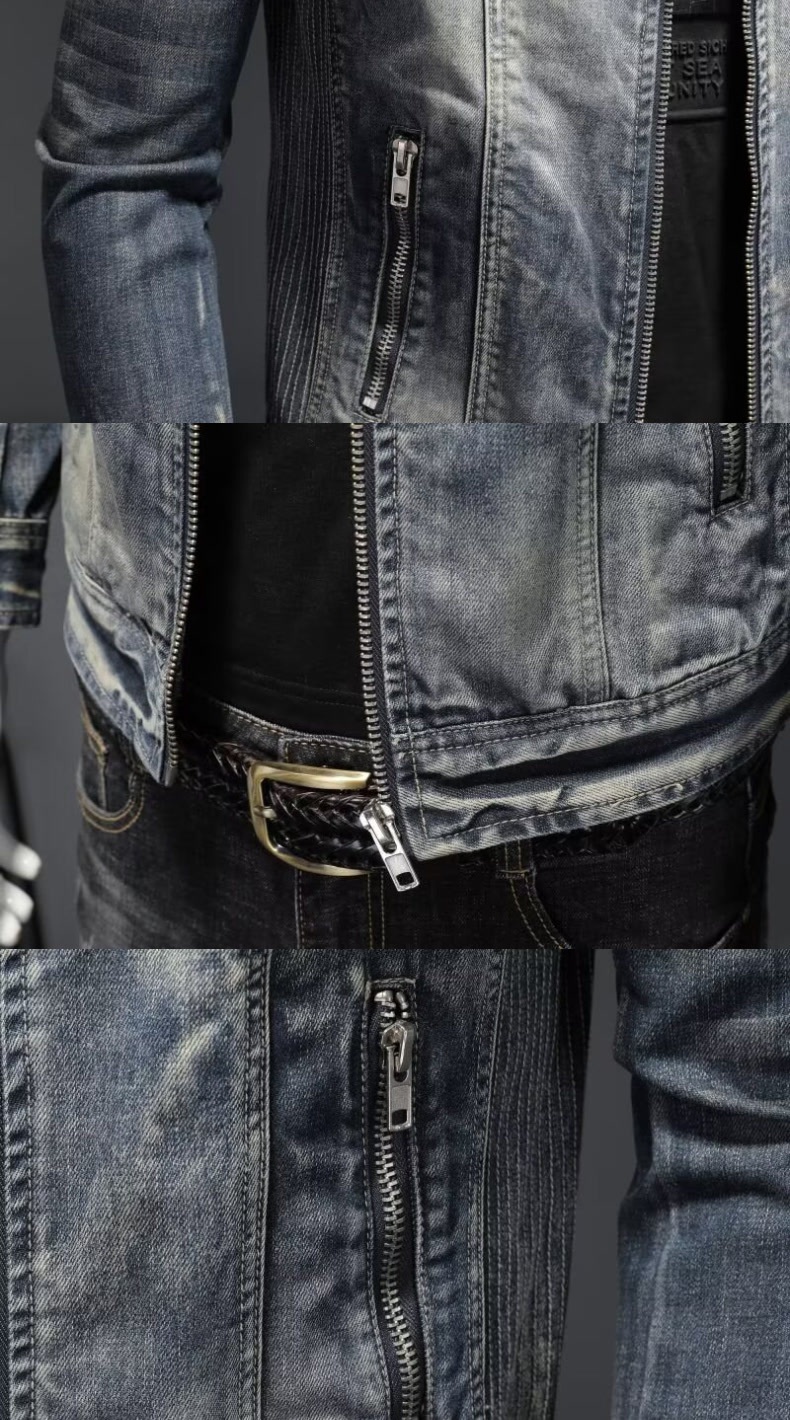 Boy Internet Celebrity Cross-Border Herren-Denim, europäisch und amerikanisch, lässig, Retro, vielseitig, Stehkragen, Reißverschluss, Radfahren_voghion.com