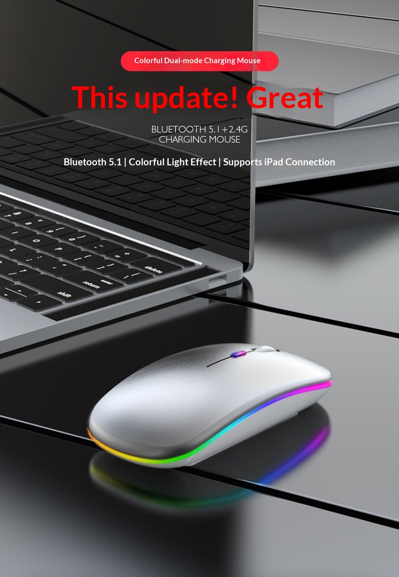 Digitex Digitex Mouse luminoso a tre modalità per ufficio domestico Bluetooth per laptop wireless ricaricabile transfrontaliero all'ingrosso_voghion.com