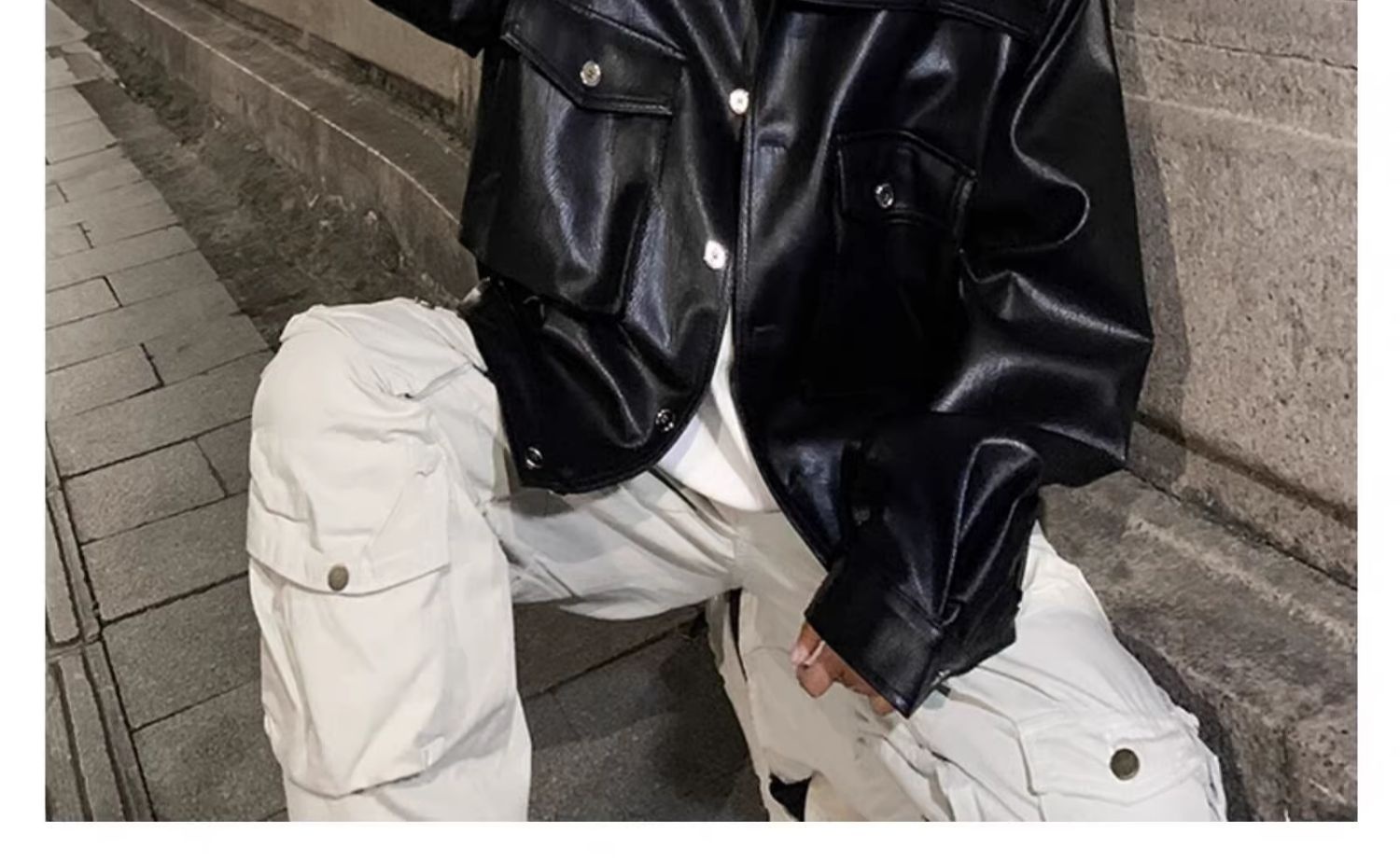 Ragazzo europeo e americano High Street Hip Hop Motociclista Uomo Trendy High-end Cool Retro PU Pelle Corta Imbottita Spalla_voghion.com