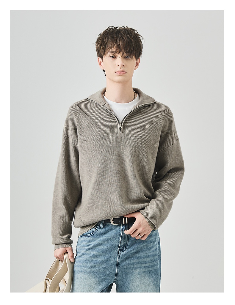 Boy Boy Boy Boy APO Clothing|Coss-Bode Half-Zip Rollkragenpullover für Herren, Herbst/Winter, Old Money Style, locker, lässig, langärmelig_voghion.com