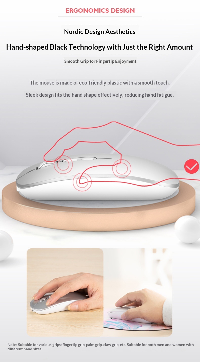 Digitex Digitex Digitex Ultra-thin Wireless Bluetooth Silent Compatible With IPad Huawei Laptop Dual-mode Portable Rechargeable Mouse_voghion.com