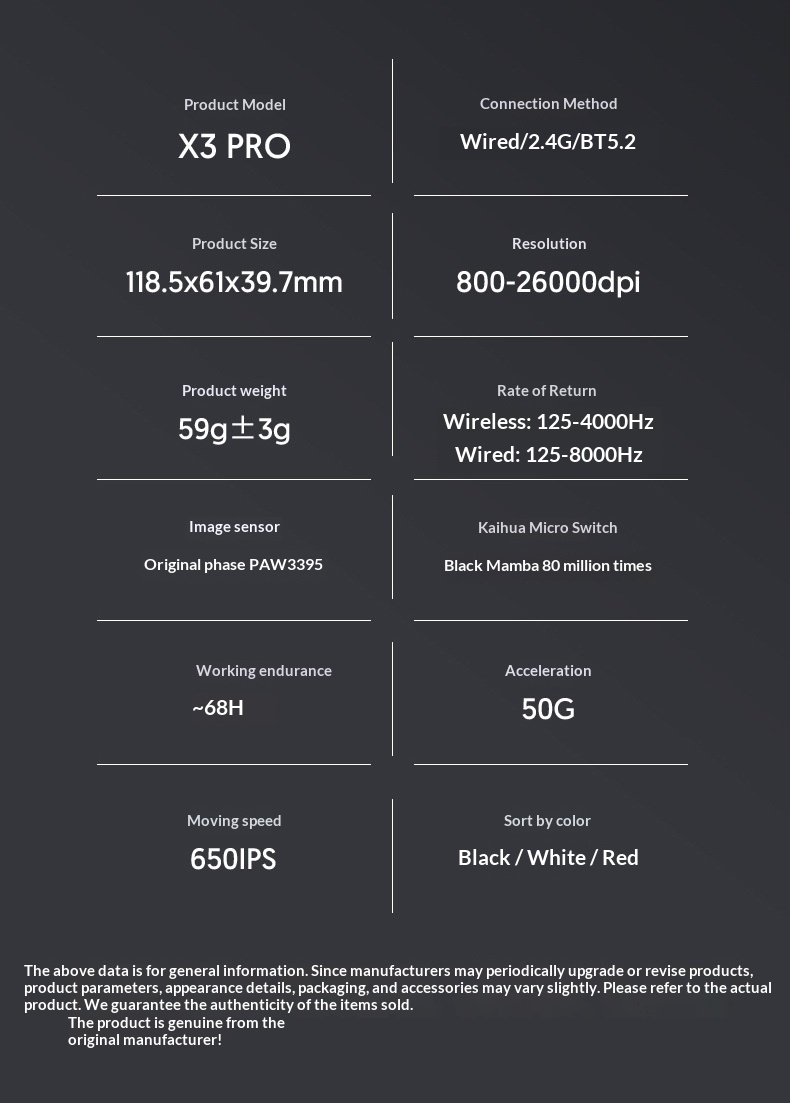Digitex Digitex Attack Shark X3PRO Lightweight PAW3395 E-Sports Gaming Three-Mode 4K Wireless 8K Computer Mouse_voghion.com
