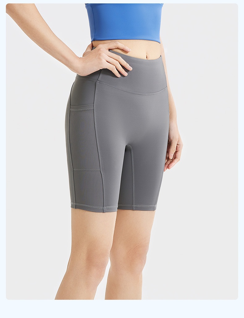 Juyitang Striped Pocket Shorts For Women, High Waist, Hip Lift, Tummy Control, Running Sports Tight Yoga Pants_voghion.com