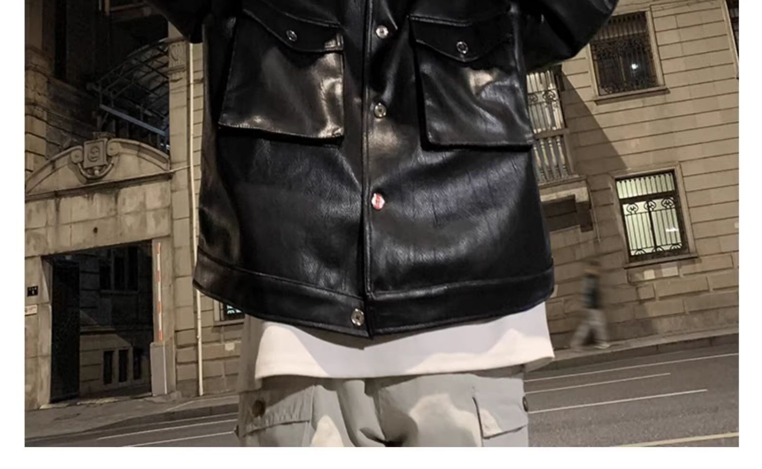 Ragazzo europeo e americano High Street Hip Hop Motociclista Uomo Trendy High-end Cool Retro PU Pelle Corta Imbottita Spalla_voghion.com