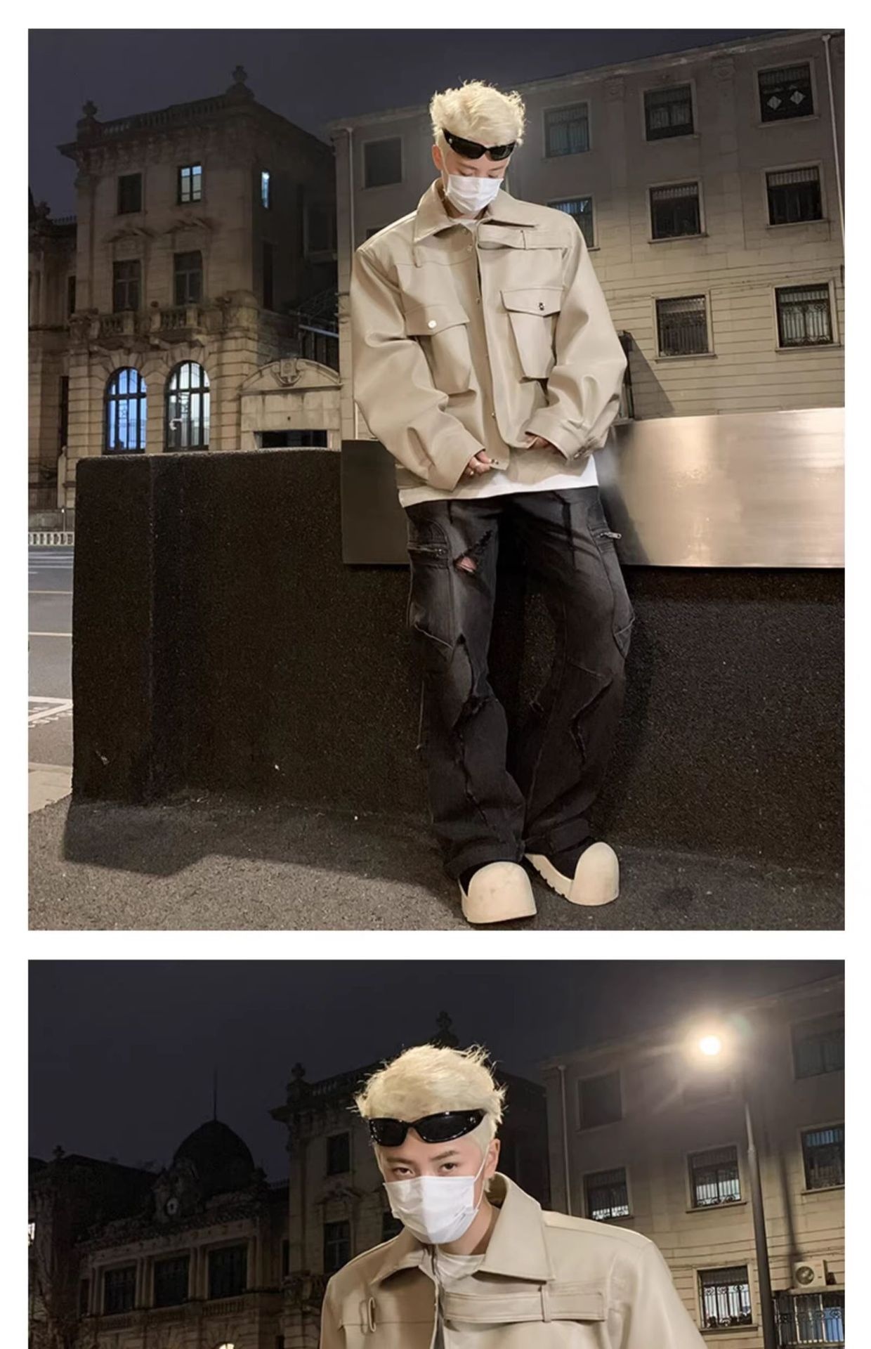 Ragazzo europeo e americano High Street Hip Hop Motociclista Uomo Trendy High-end Cool Retro PU Pelle Corta Imbottita Spalla_voghion.com