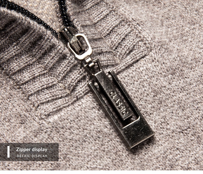 boy Boy Boy Boy 2025 Autumn Winter New Men's Wool Fashion Casual Zipper Half Turtleneck Solid Color Thickened Pullover Sweater For Men_voghion.com