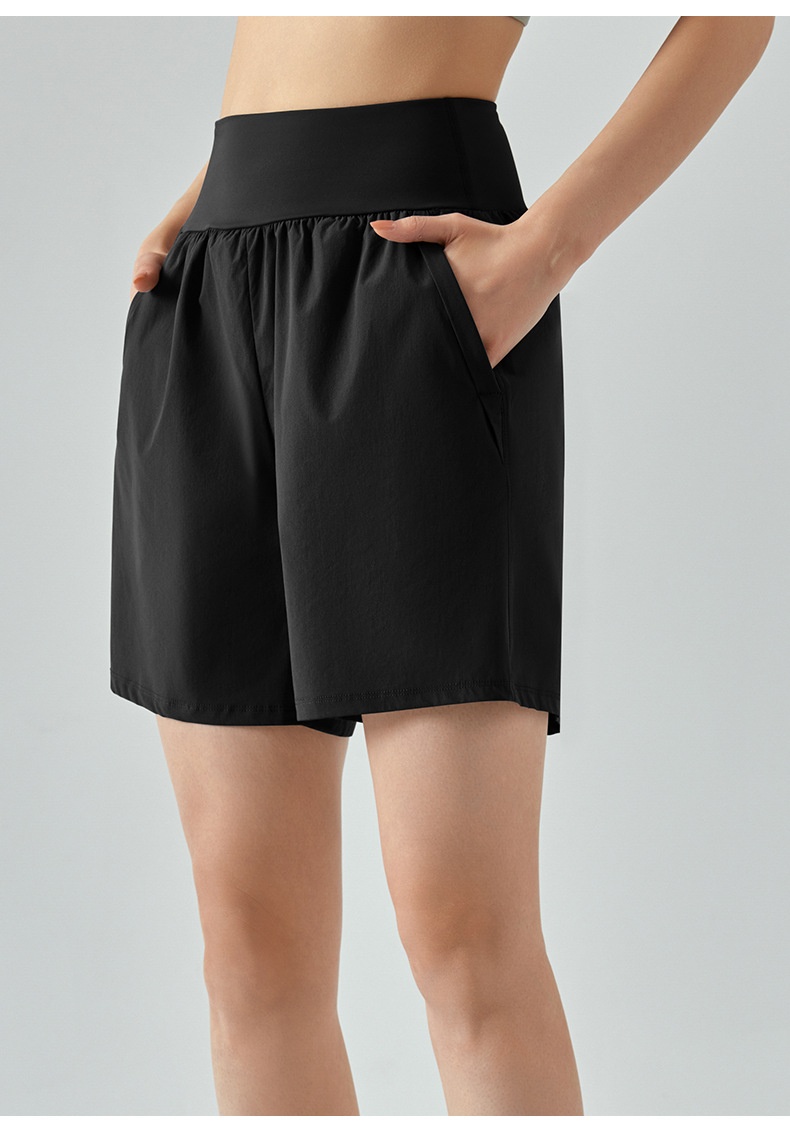 High Waist Tummy Control Spo For Women, Summer Double Pocket Running Fitness Sho, Loose Casual Breathable Yoga_voghion.com