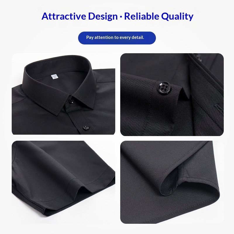 Summer Men's And Women's Non-Iron White Embroidered Anti-Wrinkle Professional Formal Short Sleeve Shirt_voghion.com