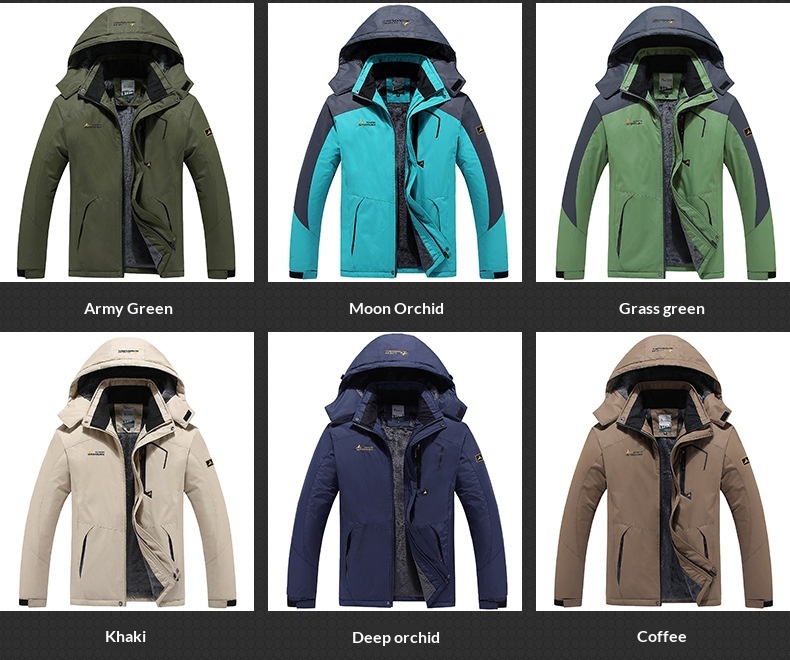 Outdoor-Jacke für Jungen, Fleece-gefüttert, dick gefüttert, für Herren, Skifahren, Bergsteigen, Paar, warmer, kältebeständiger Baumwollmantel, Übergröße_voghion.com