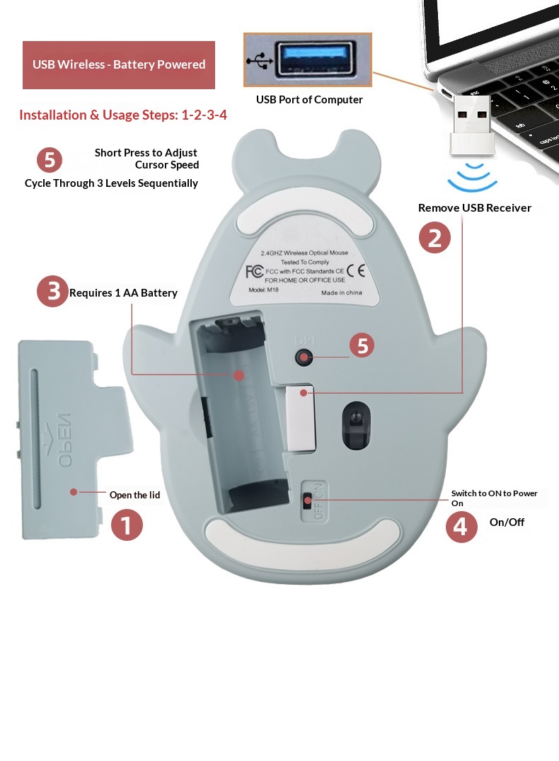 Digitex Digitex Creative Gift Dolphin Wireless Mouse Silent Cute USB Rechargeable Battery Computer Accessories_voghion.com
