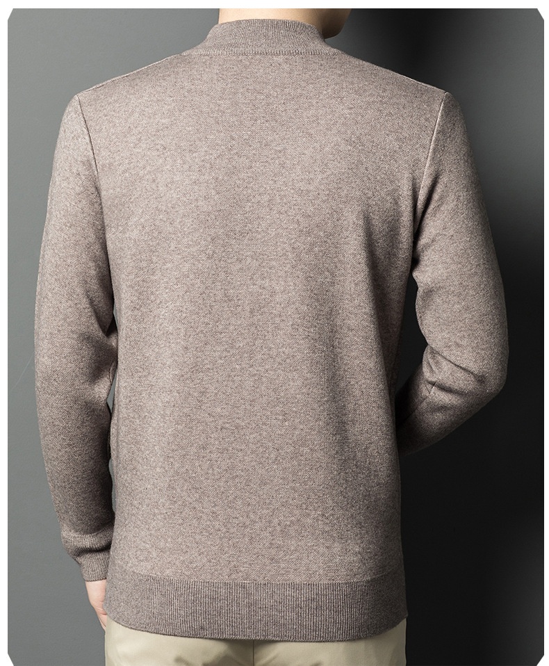 boy Boy Boy Boy 2025 Autumn Winter New Men's Wool Fashion Casual Zipper Half Turtleneck Solid Color Thickened Pullover Sweater For Men_voghion.com