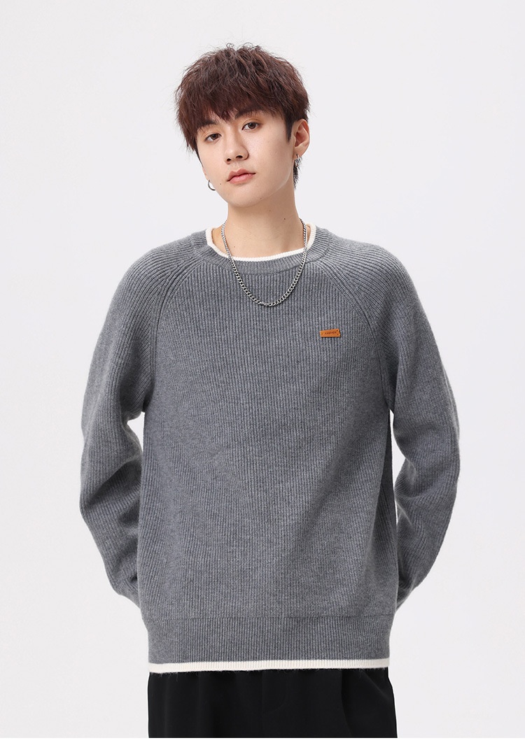 boy Boy Boy Boy Heavyweight Acrylic Yuanbao Needle Lazy Style Sweater Men's Loose Knitwear Thickened Coat_voghion.com