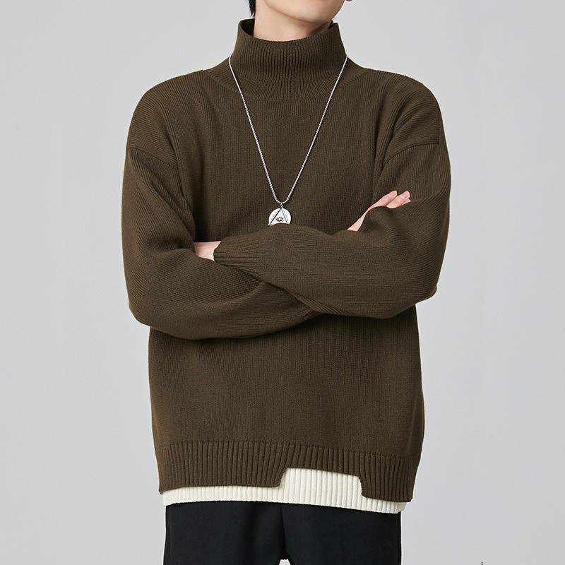 boy Boy Boy Boy Japanese Style Pullover Half Sweater For Men Winter Thickened Warm American Loose Fit Inner Layer Turtleneck Base Shirt_voghion.com