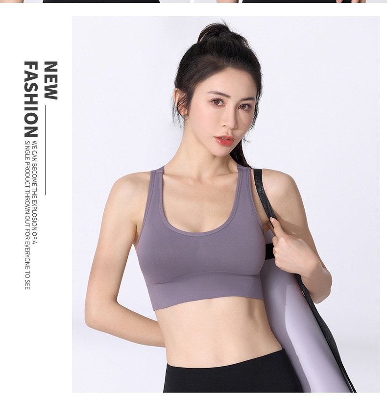 Soutien-gorge ChicShe européen et américain grande taille à dos croisé, sans armatures, antichoc, séchage rapide, idéal pour le yoga, la course à pied et le fitness. Sous-vêtements de sport pour le yoga, la course à pied et le fitness._voghion.com