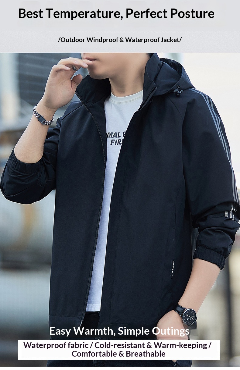 Giacca da ragazzo Primavera Autunno 2024 Nuovo stile Trendy Brand Giacca a vento da uomo alla moda casual con cappuccio Abbigliamento da lavoro_voghion.com